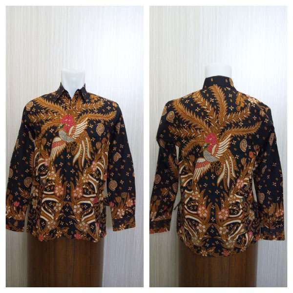Baju Batik Kemeja Lengan Panjang Batik Katun Solo Merak